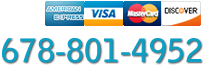 Call us: 678-801-4952. Major credit cards accepted